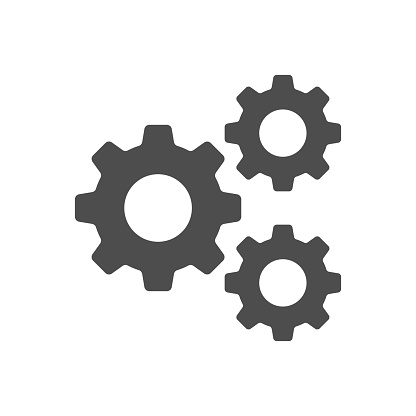 Setting, Gear, Tool, Cog Isolated Flat Web Mobile Icon Vector Sign Symbol Button Element Silhouette